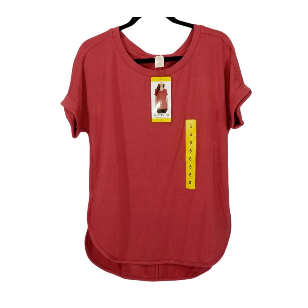 MATTY M Ladies' French Terry Top Red Clay Size S